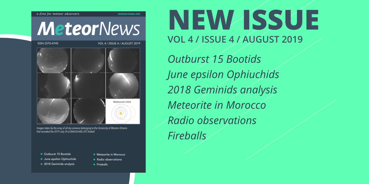 August 2019 issue of eMeteorNews online!