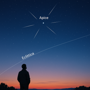 Fig. 5: Representation of the apex of Earth’s motion relative to the ecliptic and the position of an observer on Earth.